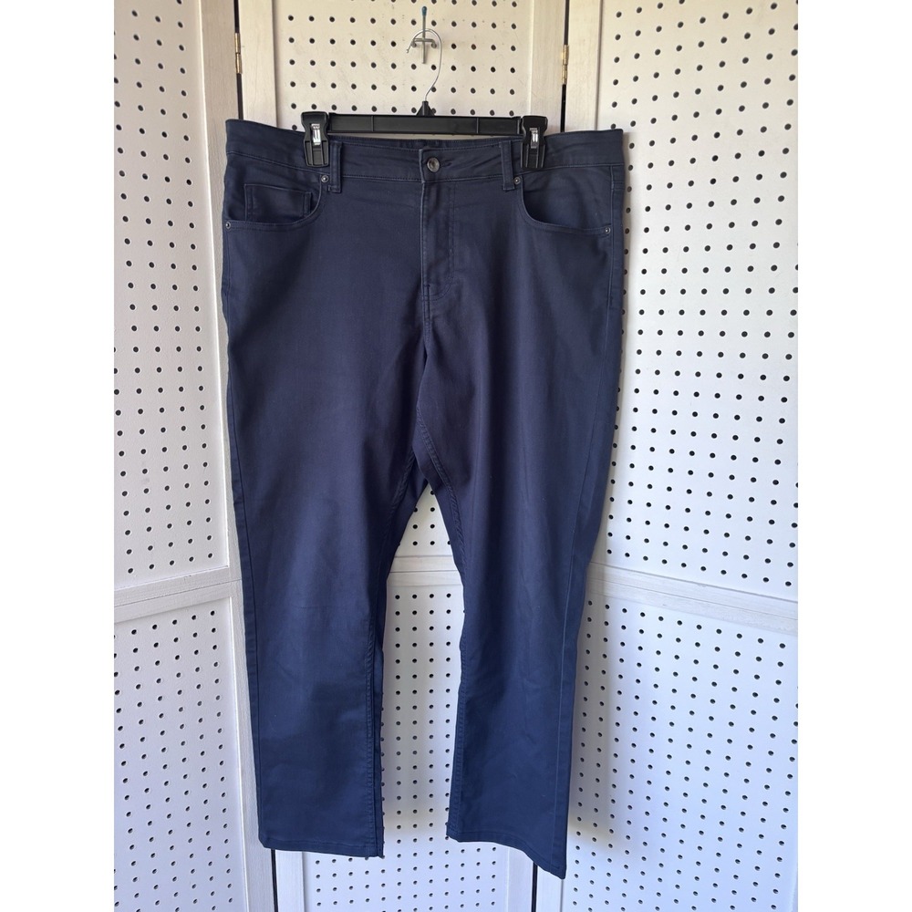 DKNY Men's 36X29 Stretch Pants Stanton Slim Fit Navy Blue Chino Cotton Poly